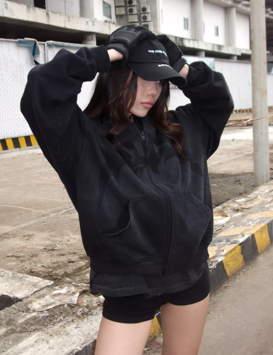 DIRTY Oversized Effect Black Hoodie