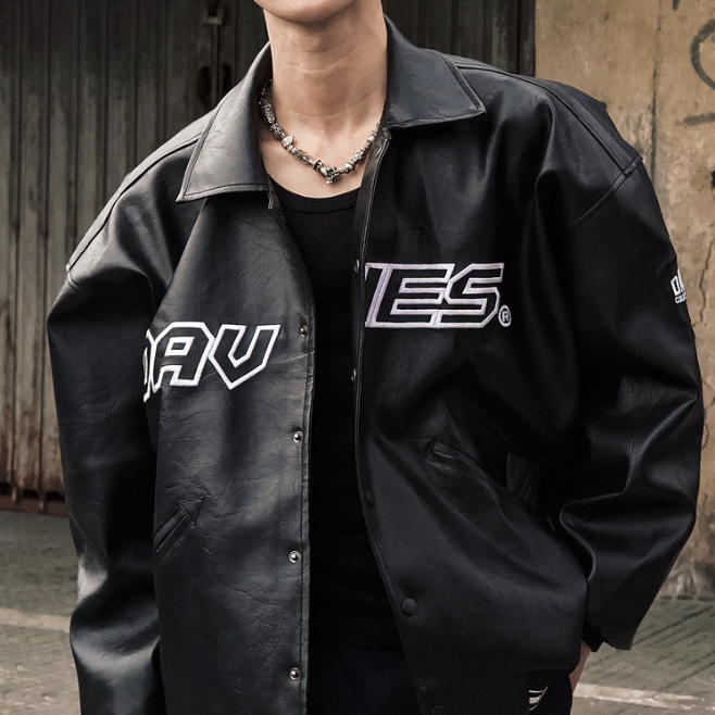 DAVIES Leather Varsity Jacket